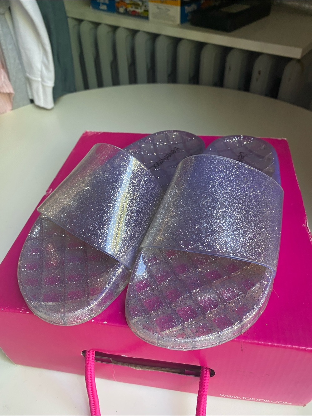 Beverly Drive Glittery Purple Slide Sandals